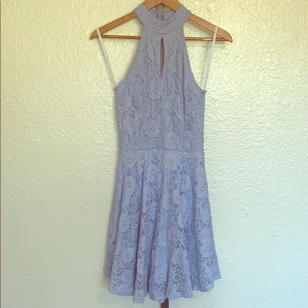 Light blue lace skater dress